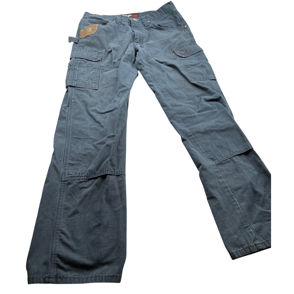 Wrangler RIGGS Workwear Cargo Pants Ripstop Cotton Blue-Grey 34x36 Utility Work